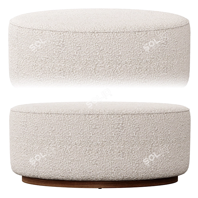 Sinclair Boucle Ottoman - Oyster Suede 3D model image 3