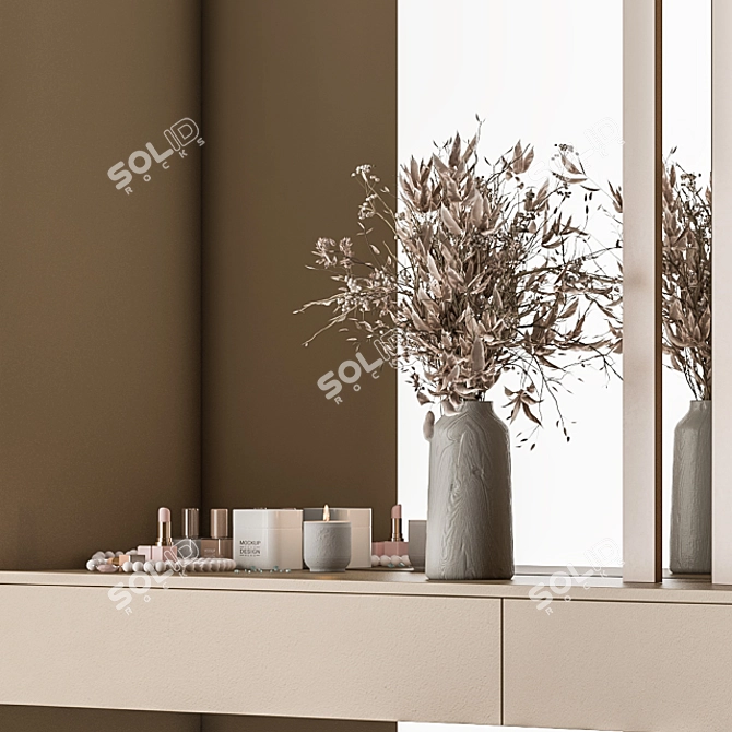Elegant Cream & Gold Hallway Set 3D model image 1