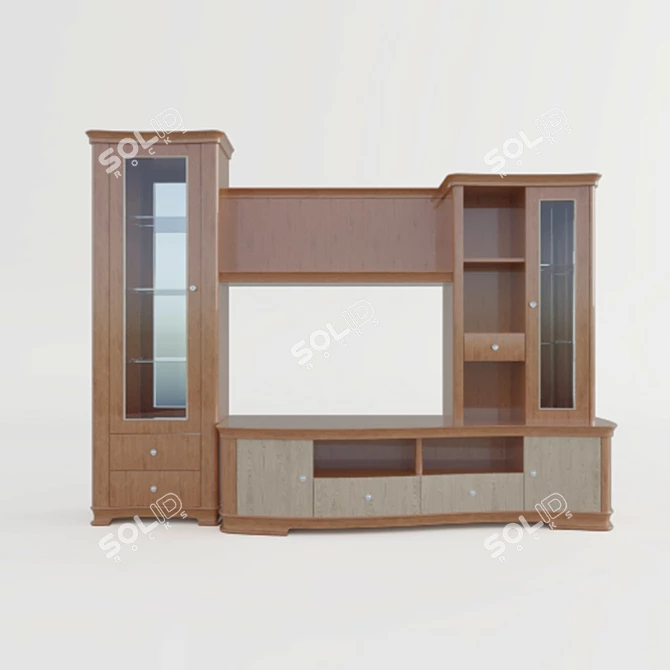 Title: Classic Brown Lacquered Cabinet 3D model image 1