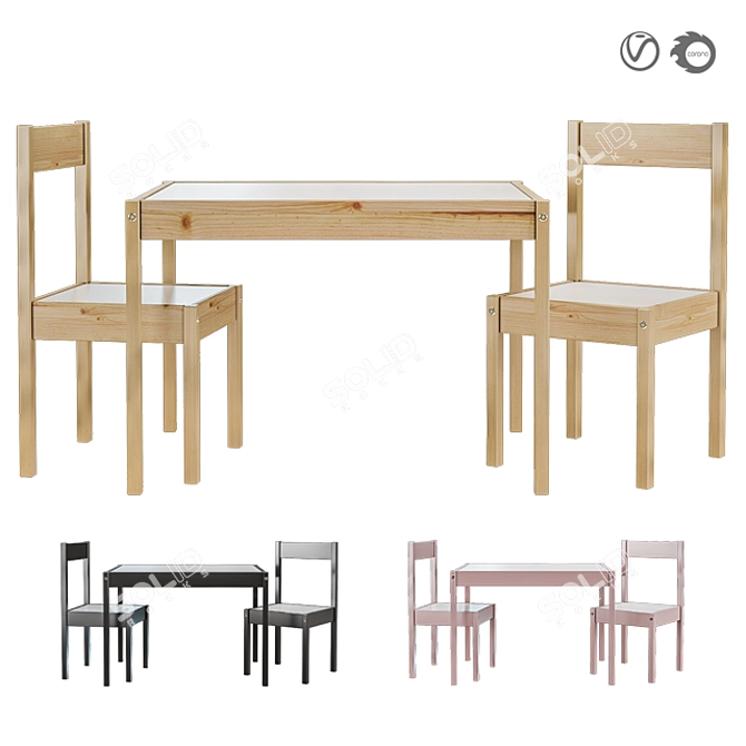 IKEA LÄTT Kids' Table Set 3D model image 1