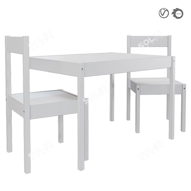 IKEA LÄTT Kids' Table Set 3D model image 4