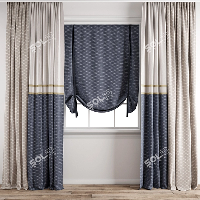 Modern Polygonal Curtain Model 3D model image 1