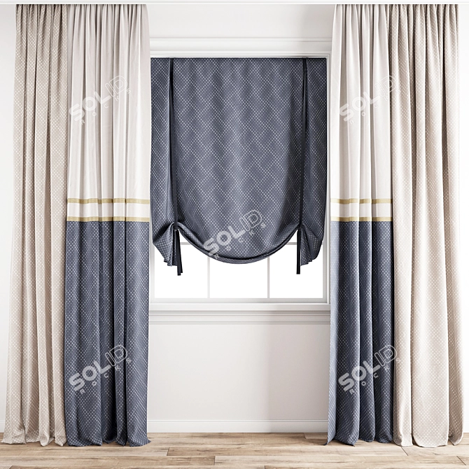 Modern Polygonal Curtain Model 3D model image 7