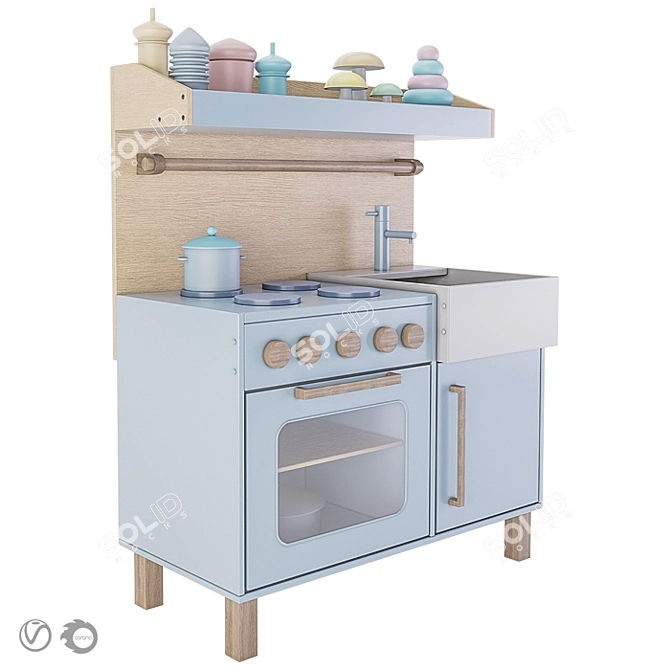 Modern Kids Play Kitchen 3D model image 5