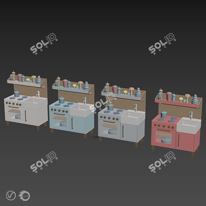 Modern Kids Play Kitchen 3D model image 7