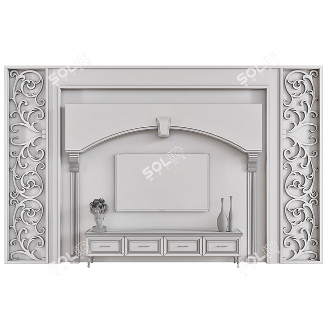 Adjustable TV Wall with Decor 3D model image 3