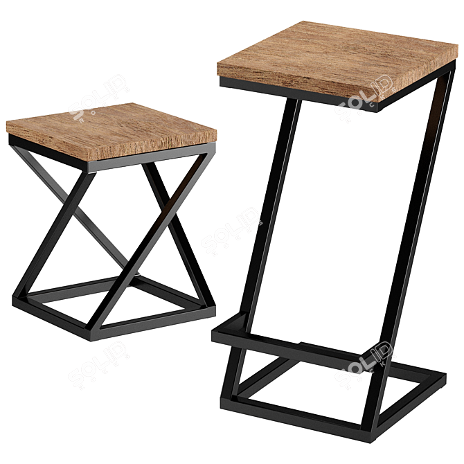 Urban Loft Style Bar Stools 3D model image 1