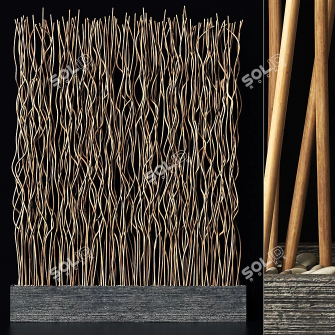 Wavy Branch Screen - Natural Wood Texture 3D model image 1