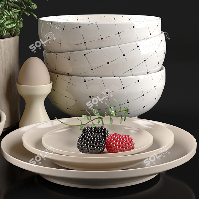 Elegant Dining: Modern Dish Set 3D model image 3