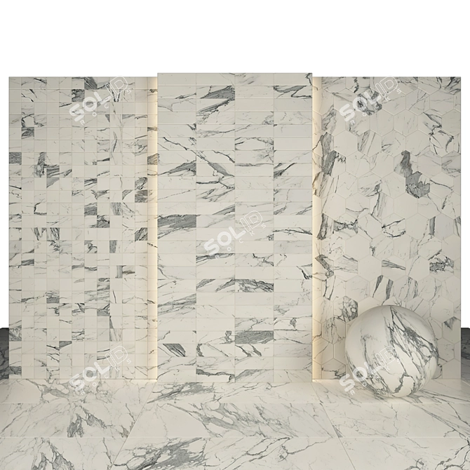 Elegant Pure Statuary Marble: Luxurious Slabs & Tiles 3D model image 3