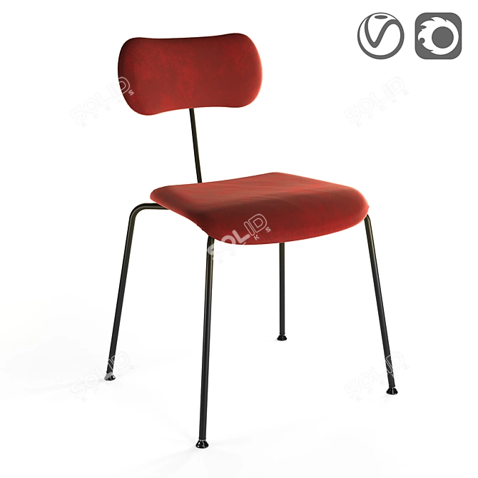 Velvet Nod Chair 3D model image 1