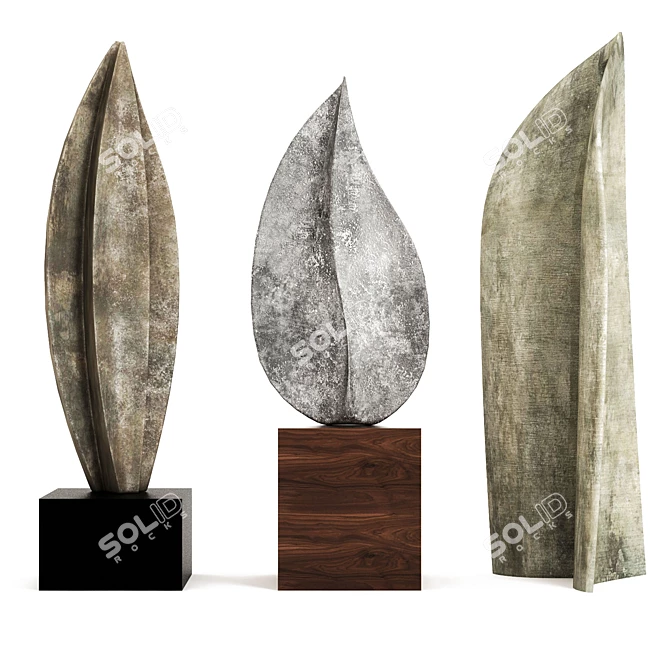 Modern Leaf Sculpture Set 3D model image 1