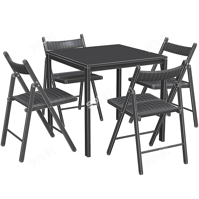 Melltorp & Terje - Stylish White Table & Folding Chair 3D model image 4