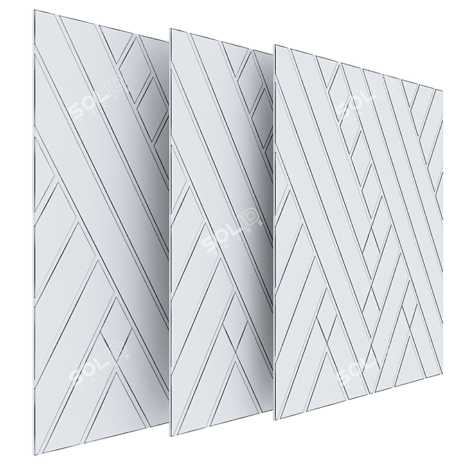 Monochrome Textile Metal Wall Panel 3D model image 3