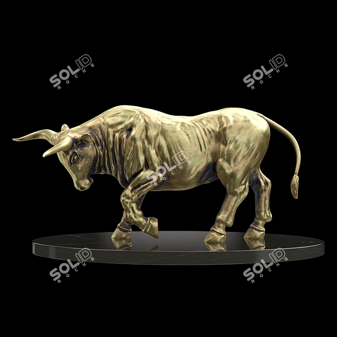 Bronze Bull Sculpture 3D model image 1