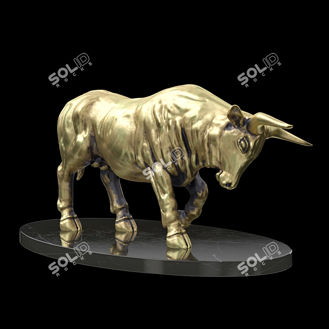 Bronze Bull Sculpture 3D model image 2