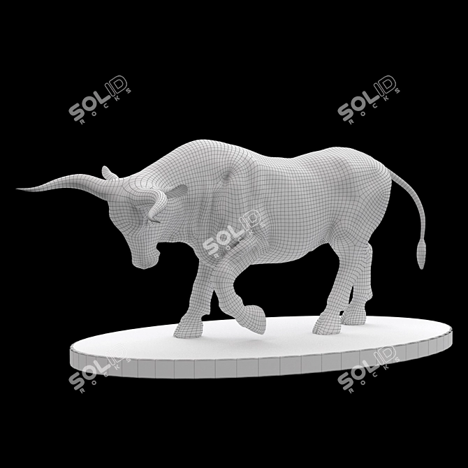 Bronze Bull Sculpture 3D model image 4