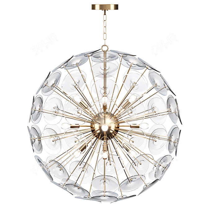 Elegant Poppy Glass Chandelier: Large 3D model image 1