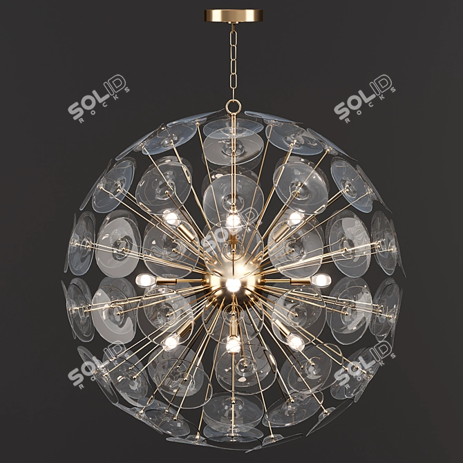 Elegant Poppy Glass Chandelier: Large 3D model image 2