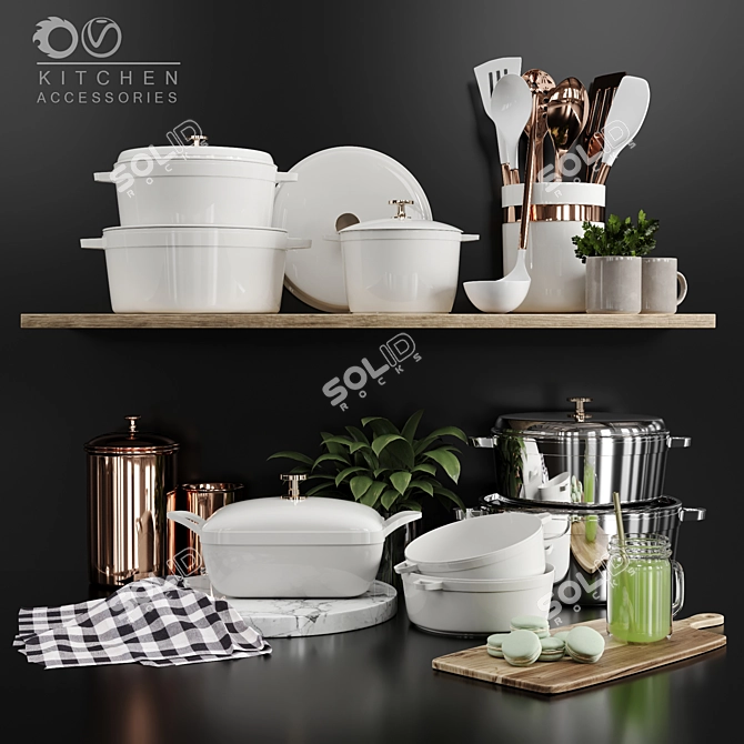 Sleek Kitchen Essentials Set 3D model image 1