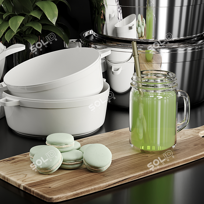 Sleek Kitchen Essentials Set 3D model image 2