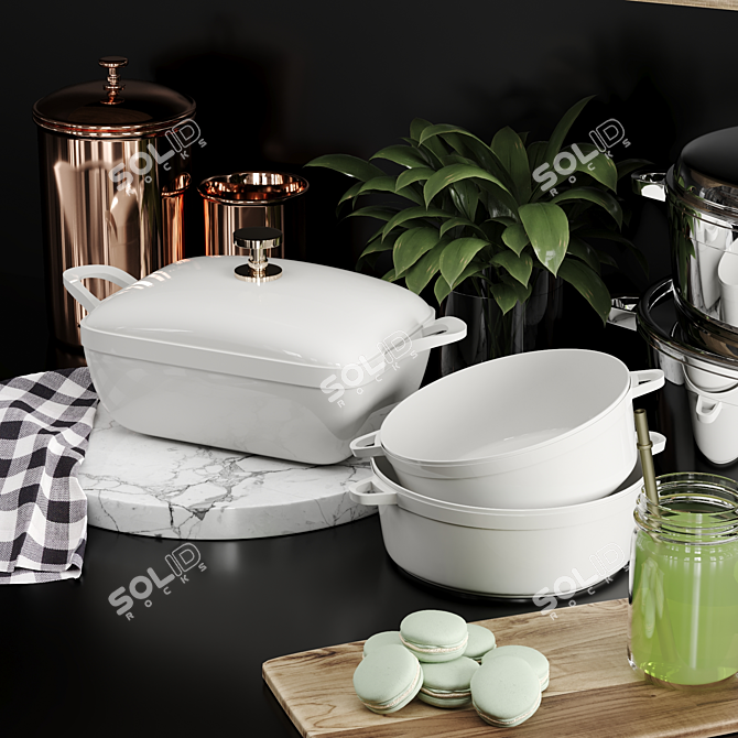 Sleek Kitchen Essentials Set 3D model image 3