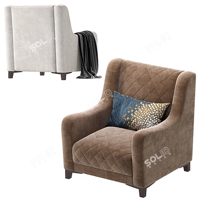 Elegant Velvet Armchair 3D model image 2