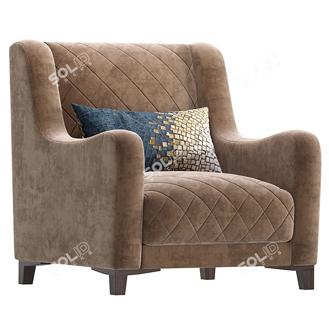 Elegant Velvet Armchair 3D model image 3