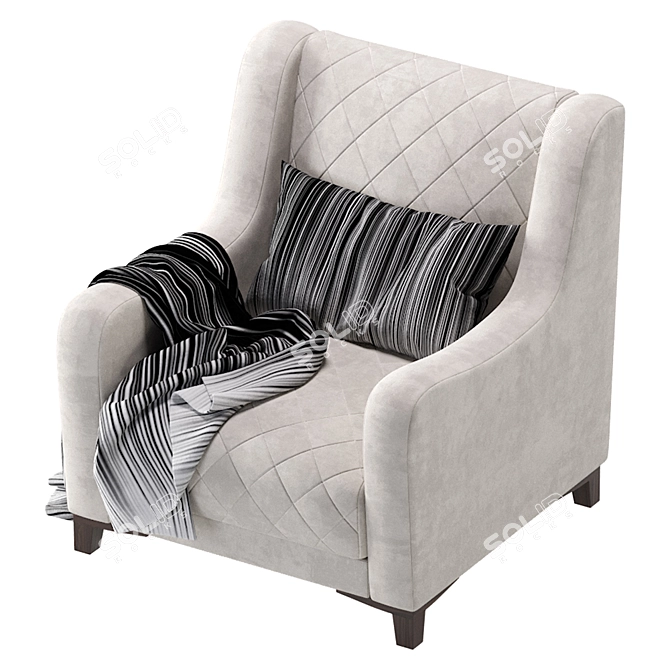 Elegant Velvet Armchair 3D model image 5