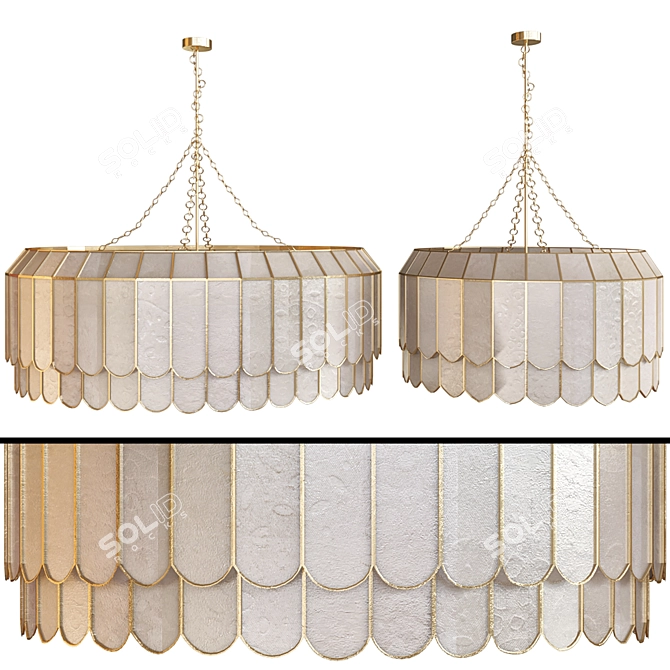 Elegant Oval Crystal Chandelier 3D model image 1