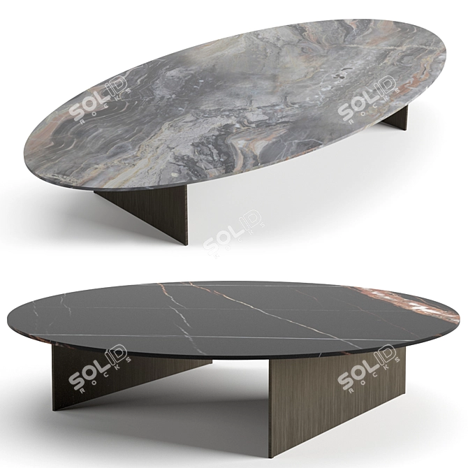 Elegant Marble Coffee Table Set 3D model image 2