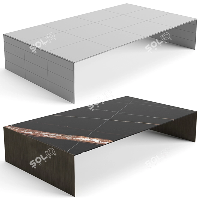 Elegant Marble Coffee Table Set 3D model image 4