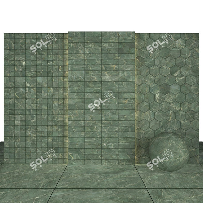 Sage Green Marble: High Gloss Texture Kit 3D model image 2