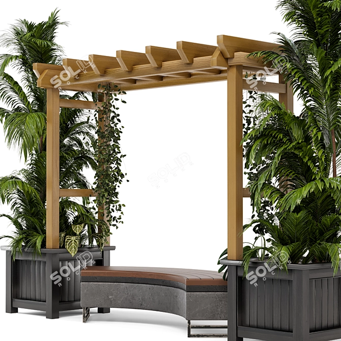 Lush Outdoor Plants on Pergola 3D model image 2