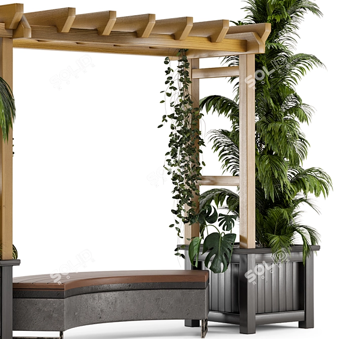 Lush Outdoor Plants on Pergola 3D model image 3