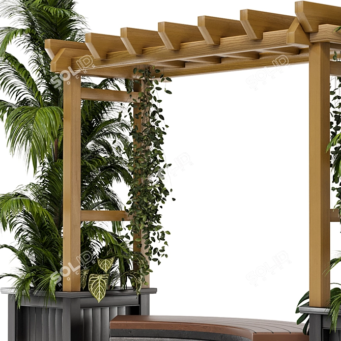 Lush Outdoor Plants on Pergola 3D model image 4