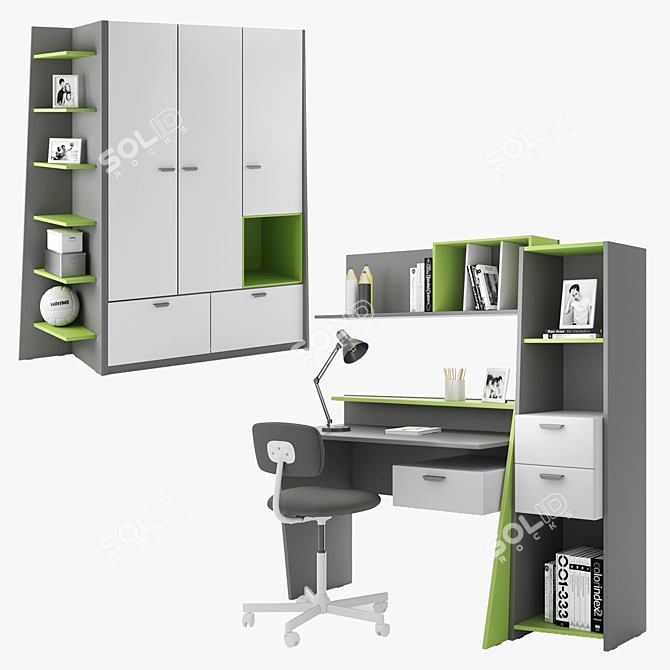 Modern Office Furniture Set 3D model image 1