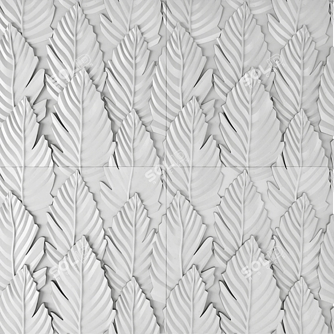 Elegant Feather Panel 3D model image 2