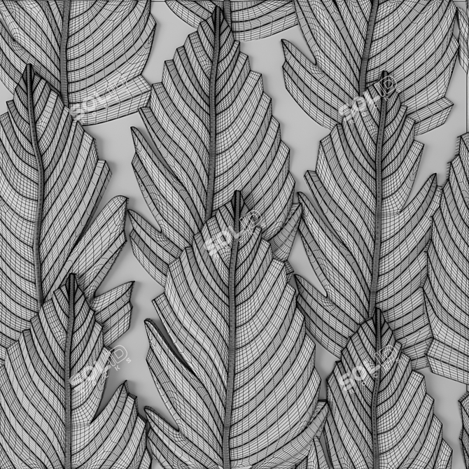 Elegant Feather Panel 3D model image 6