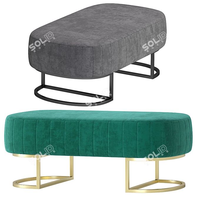 Modern Velvet Bench - Stylish and Comfortable 3D model image 2