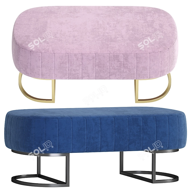 Modern Velvet Bench - Stylish and Comfortable 3D model image 3