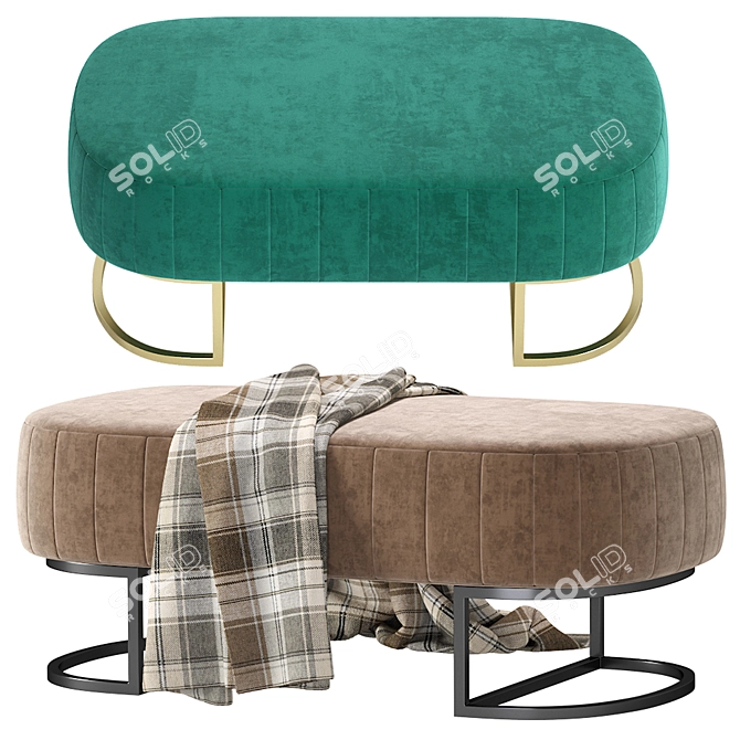 Modern Velvet Bench - Stylish and Comfortable 3D model image 4