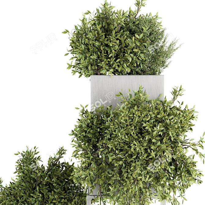 Modern Silver Plant Stand Set 3D model image 4