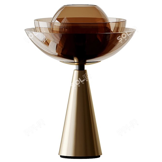 Elegant Lotus Table Lamp: Brass Glow 3D model image 1