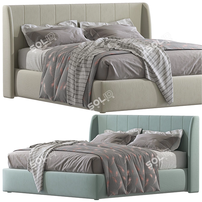 Premium Herman Queen Bed 3D model image 1