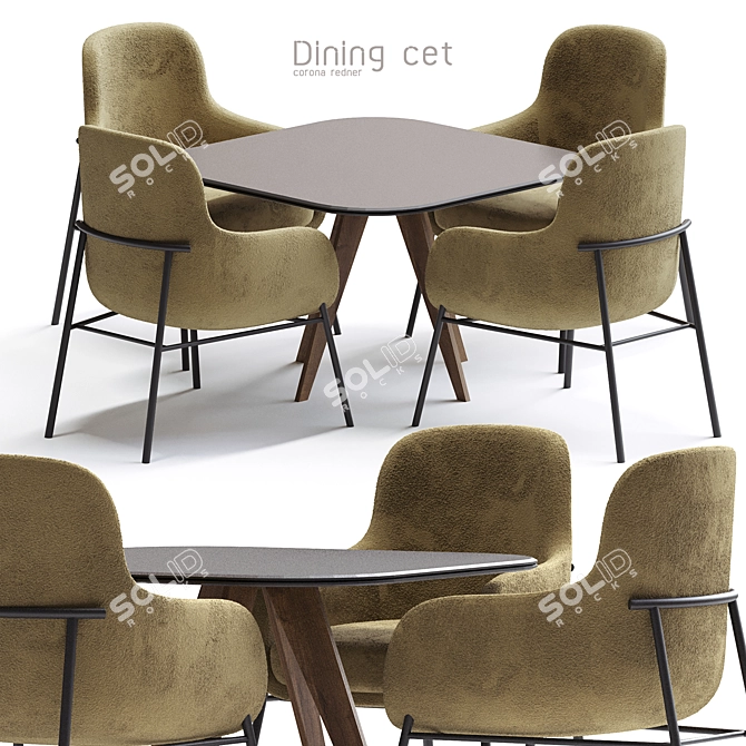 Corona Redner5: Modern Dining Set 3D model image 1