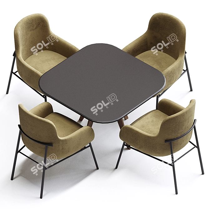 Corona Redner5: Modern Dining Set 3D model image 2