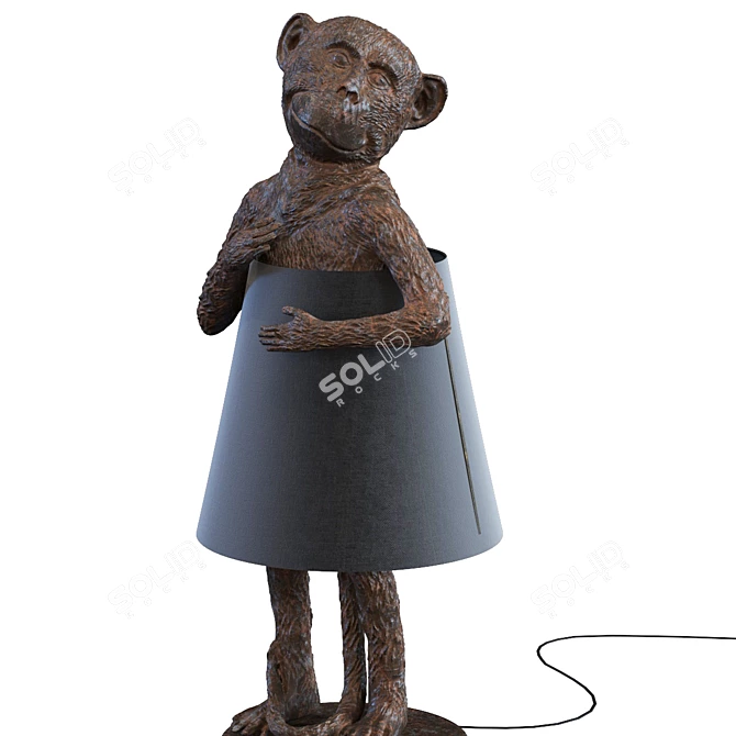 Adorable Monkey Trio: Brown, Gold, and Silver Table Lamp Set 3D model image 2