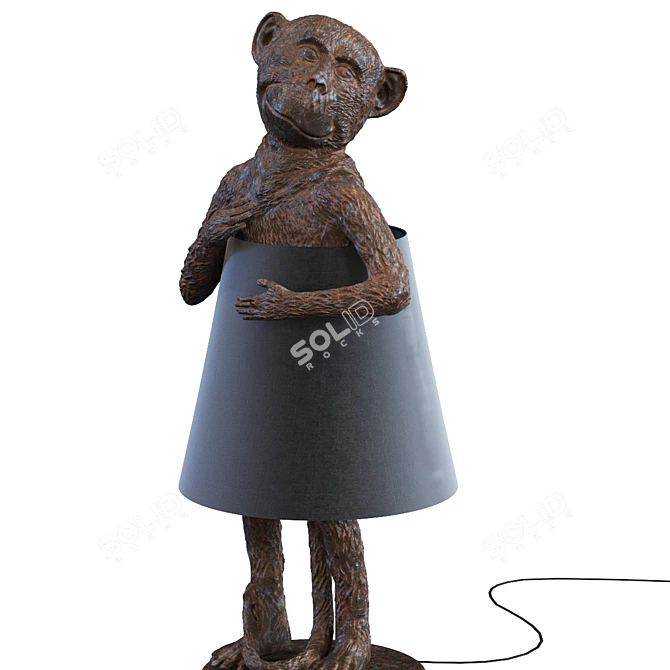 Adorable Monkey Trio: Brown, Gold, and Silver Table Lamp Set 3D model image 5