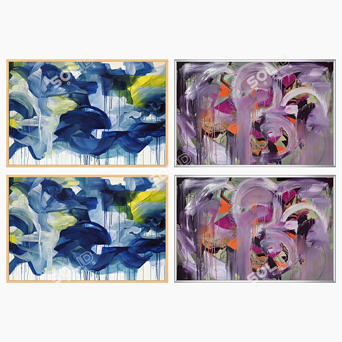 Versatile Wall Art Set: 2 Paintings, 4 Frame Options 3D model image 3